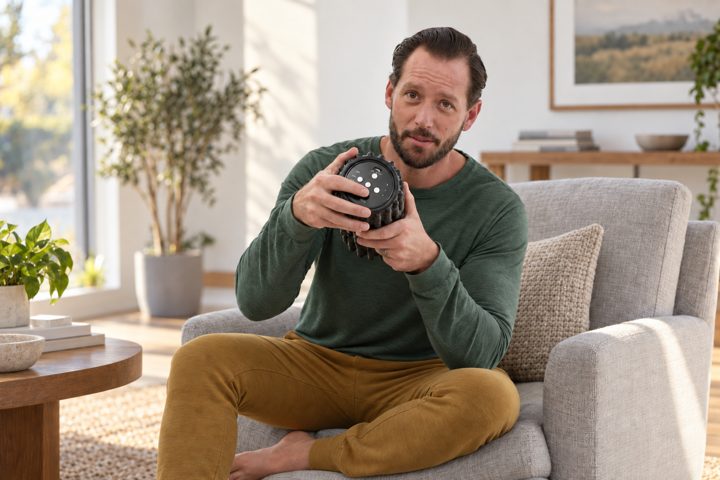 AI-enhanced photo: tyler holding roller
